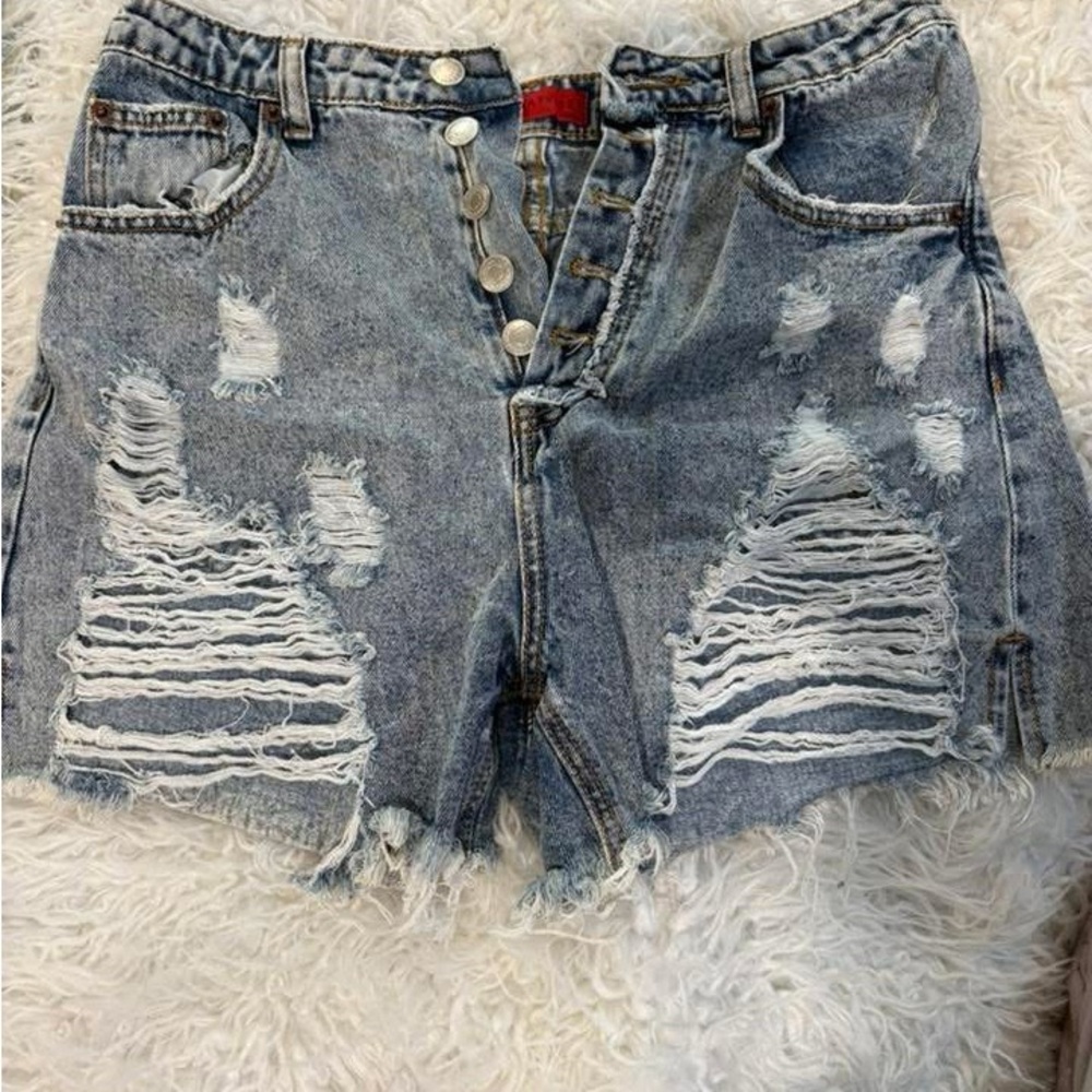Signature8 Blue Distressed Jean Shorts